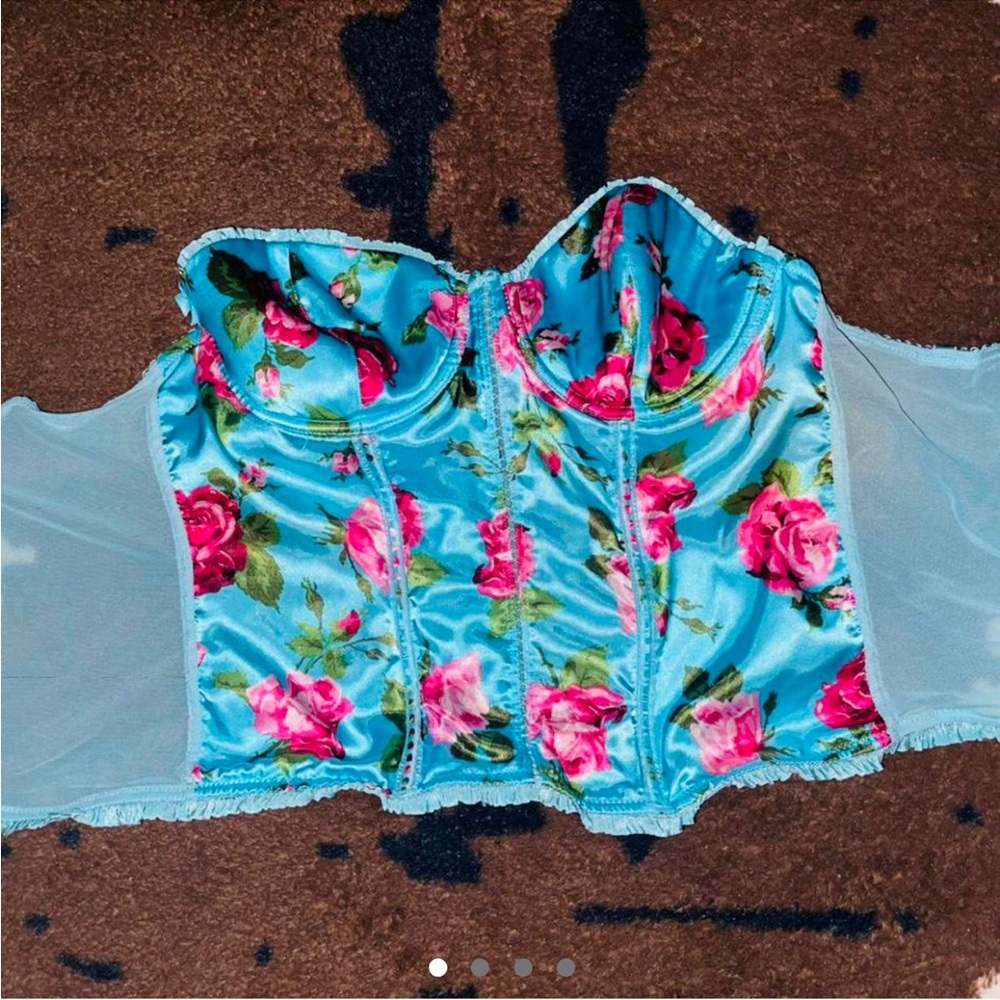 Aqua corset bustier top